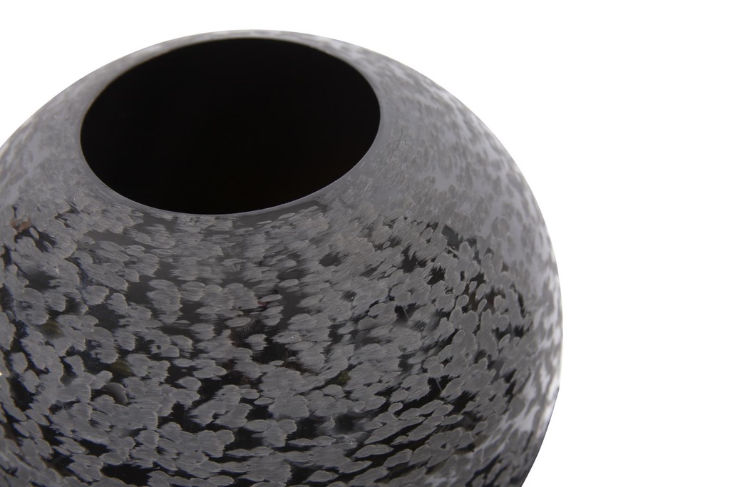 FLORERO DE METAL REDONDO GLOSSY EN NEGRO