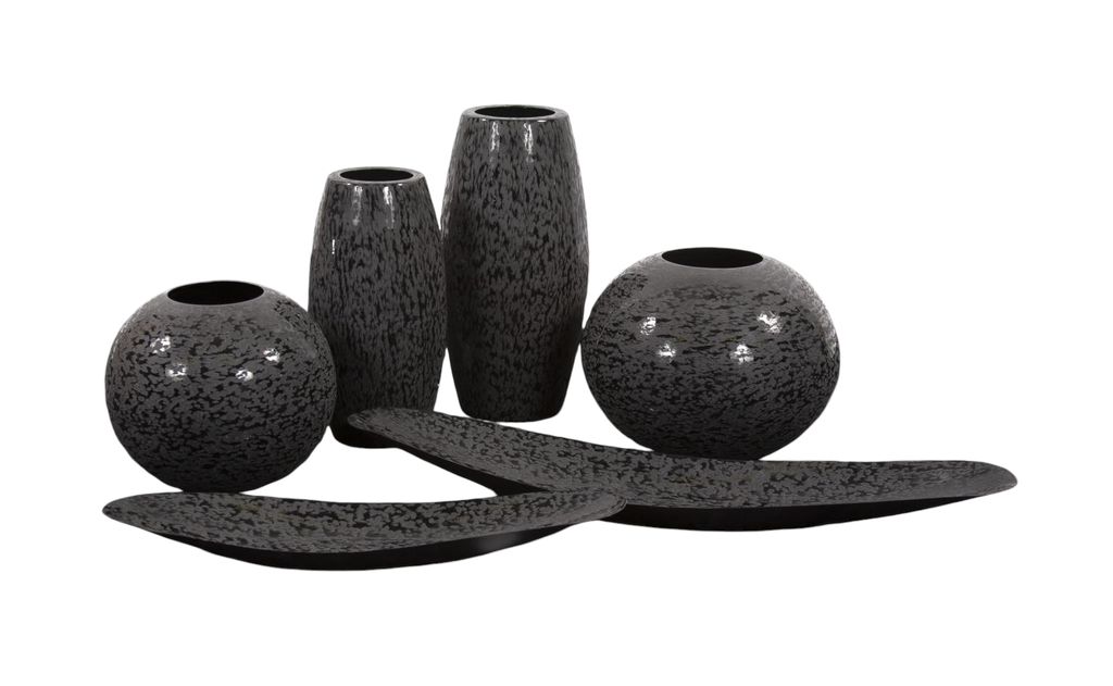 CENTRO DE MESA DE METAL GLOSSY EN NEGRO GRANDE