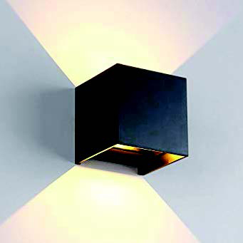 Aplique Pared Led Ext. Cuad. Ajust. Negro 2X3w 3k (100x100)Mm Ip54