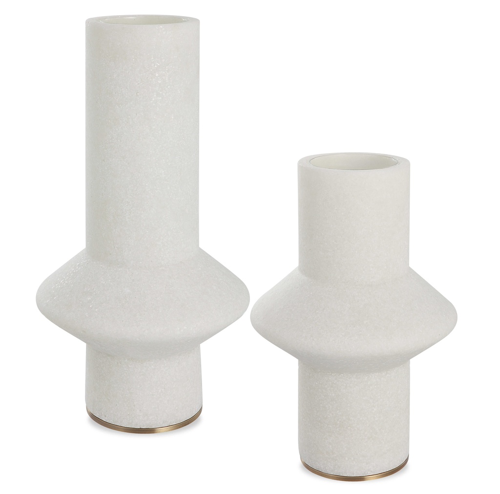 Set2 Floreros Modernos Tipo Piedra Blancos