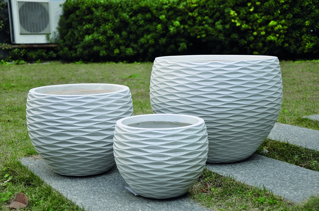 Maceta Fibra De Barro Redondo Grande 49X49X38Cm P117 Anti Blanco