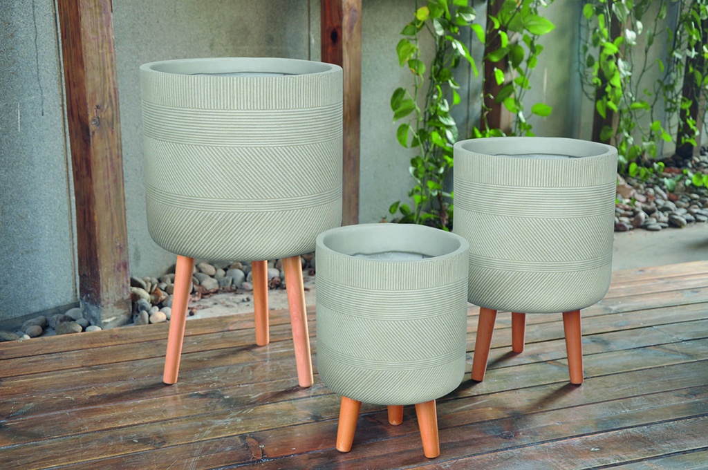 Maceta Fibra De Barro Redondo Alta 25X25X35Cm P66 Arena