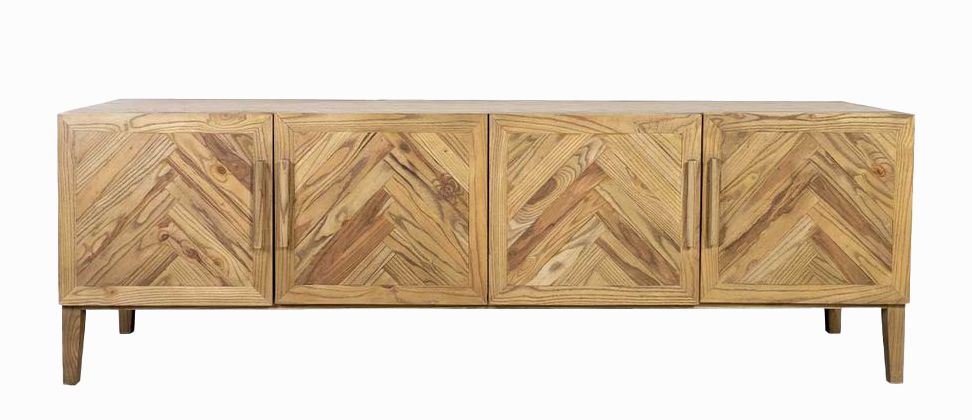 Bufetera De Madera Clara Tipo Industrial De 4 Puertas