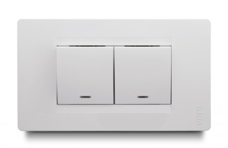 Conmutador Doble Premium Balancin Ancho Blanco