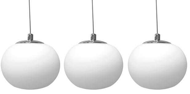 Lamp. Colg. Ovalada 3L G9 D12Cm Base 56X6Cm Satinado+ Vidrio Opal