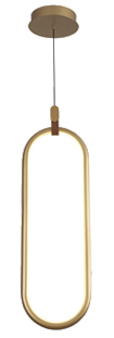 Lamp. Colg. Led Ovalada Dorado 28W 3K (240X700Mm)