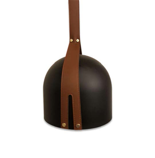Lamp. Colg. Aluminio+Cuero Negro 1E27
