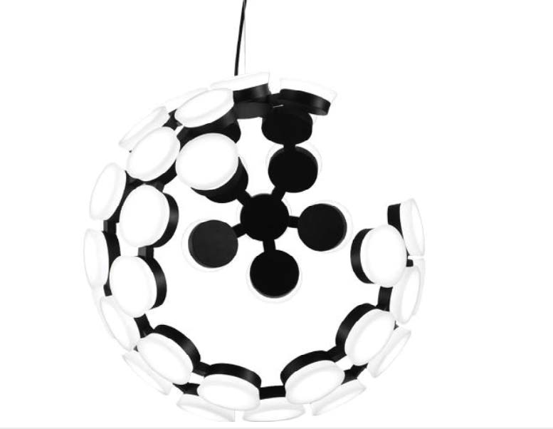 Lamp. Colg. Metal+Acrilico Negro Led75W D50Cm Qb