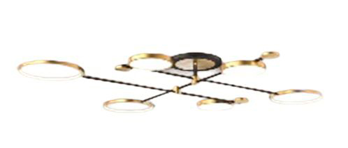 Lamp. Techo Led Aros 6L D1200Mm Negro+Dorado Metal 72W 3K