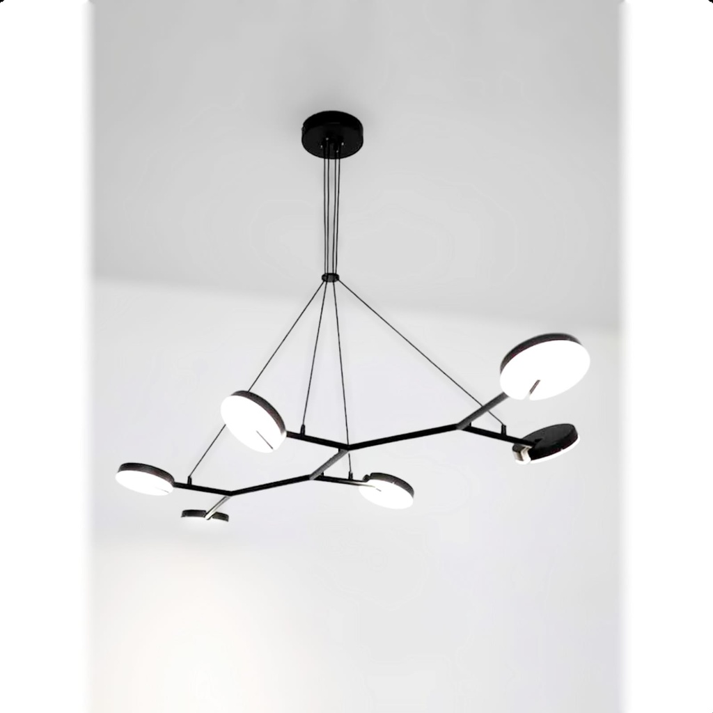 Lamp. Colg. Led 6L L1720Xd800Xh1600Mm Negro Metal 13W 3K