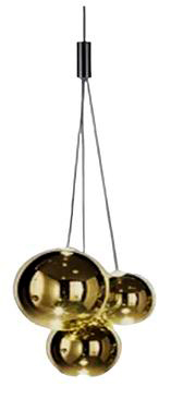 Lamp. Colg. Led 3L 3w 3k Esferas Dorado D29X26Cm