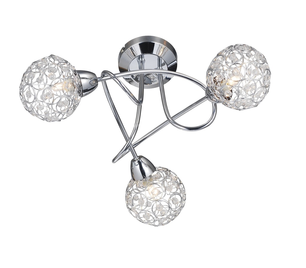 Lamp. Techo 3L G9 Cromo Bolas Mm