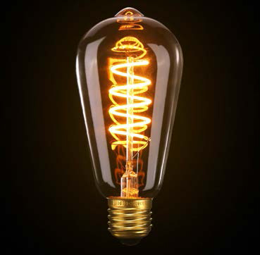 Foco Led T/Edison Vidrio Ambar E27 4w 2.7k Filam. Espiral 7cm L12cm 110-120v