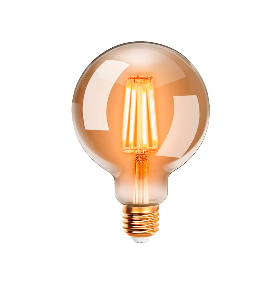 Foco Led Vidrio E27 8w Redondo Ambar (D80mm)