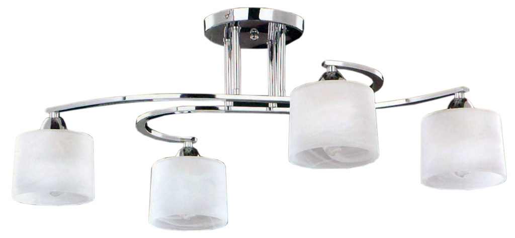 Lamp. Techo 4L E27 Satin+Vidrios Blancos (770X490Mm)