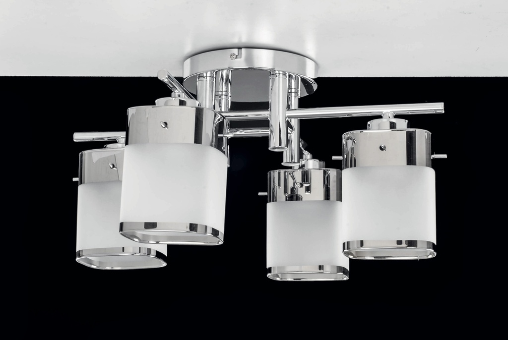 Lamp. Techo 4L E27 Cr+Vidrio Blanco 50X50X25Cm