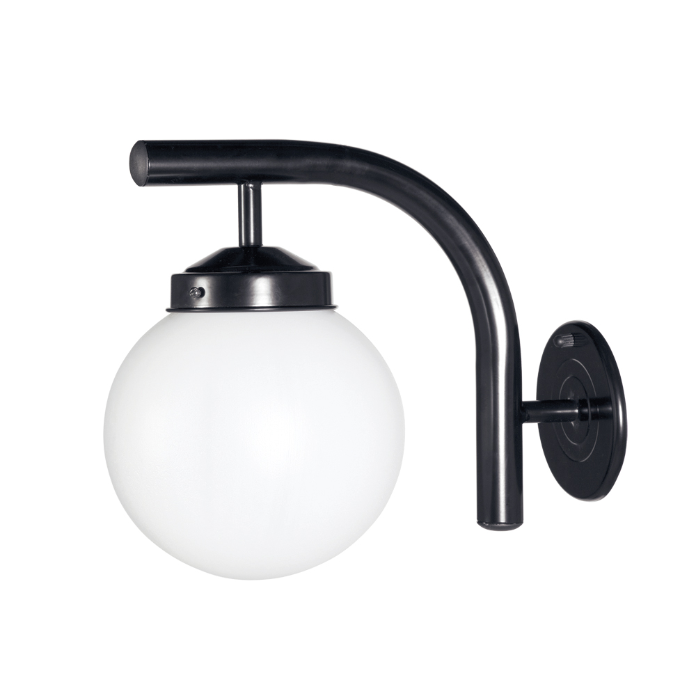 Farol Pared 1L E27 Polietileno Blanco+Aluminio Negro (300X350Mm)