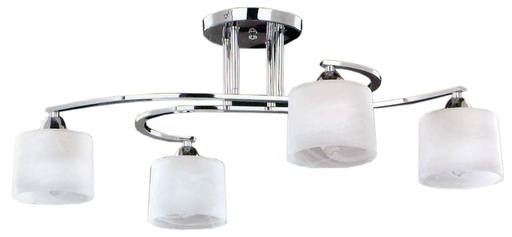 [020050 | 93160CR 4H WT] Lamp. Techo 4L E27 Satin+Vidrios Blancos (770X490Mm)