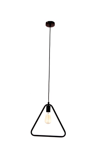 [020055 | 80717BK 1P C BK] Lamp. Colg. 1L E27 Triang. Aluminio Negro (340X100X105Mm)