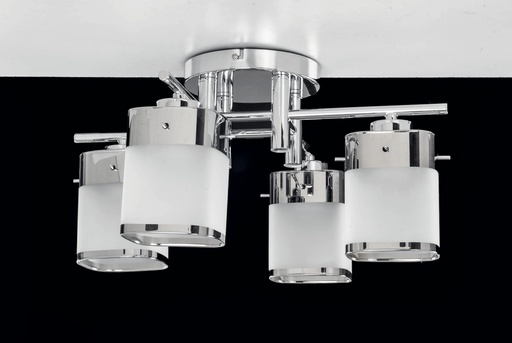 [020071 | 81440CR 4H WT+CR] Lamp. Techo 4L E27 Cr+Vidrio Blanco 50X50X25Cm