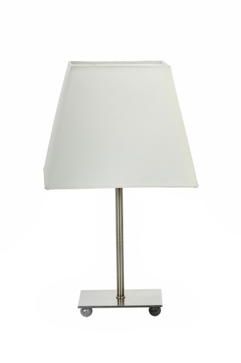 [020534 | 75097BR-1T BEG] Lamp. Mesa 1L E14 Metal Br+Pantalla Beige (400X180)Mm