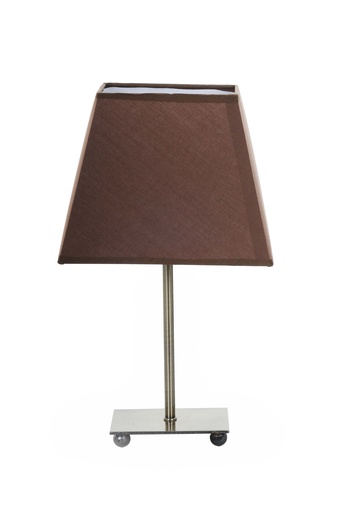 [020535 | 75097BR-1T CF] Lamp. Mesa 1L E14 Bronze Metal+Pantalla Coffee (400X180)Mm