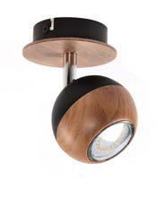 [032060 | 63119BK+LCA+CR/W1R] Spot 1L Gu10 Red. Madera+Alum. Negro (130X100X125Mm)