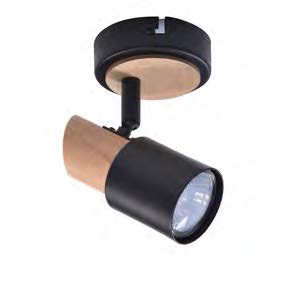 [032115 | 63151BK+LC.W1R.BK.] Spot 1L Gu10 Negro Maderado 10,5X16 Cm