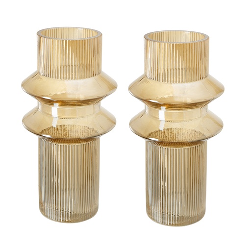 [159076 | 70469-LUAM-DS-SA] Florero De Vidrio Geometrico Ambar Grande 
