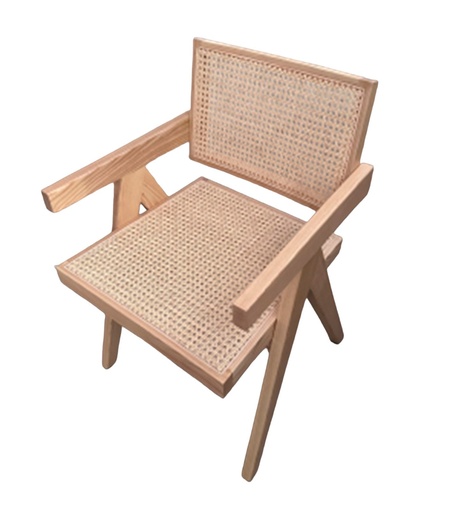 [160084 | Y121] Silla C/Reposabrazos Madera Color Natural+Tejido 54.5X57X80.5Cm