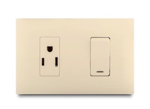 [176109 | VIV13350] Toma Mixto Toma+Inter C/Luz Marfil Veto Vive