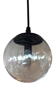 [180034 | J5252-COGNAC] Lamp. Colg. T/Globo G9 Metal Negro+Vidrio Cognac (D130Mm)