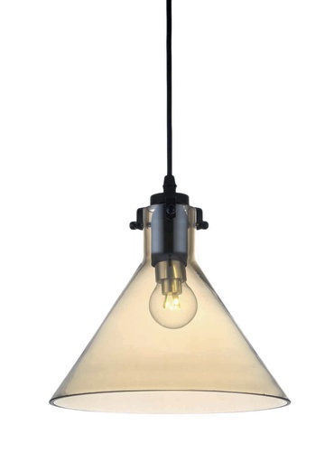 [180048 | 8018-1] Lamp. Colg. 1L E27 Metal+Vidrio T/Cono Cognac (250X250Mm)