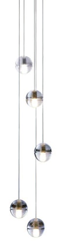 [180081 | 8008-5R] Lamp. Colg. 5L G9 Bola Cristal+Base Redonda (Mm)