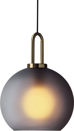 [180196 | 9197-1B] Lamp. Colg. 1L E27 Base Red. Dorado+Vidrio Smoke (D300Mm)
