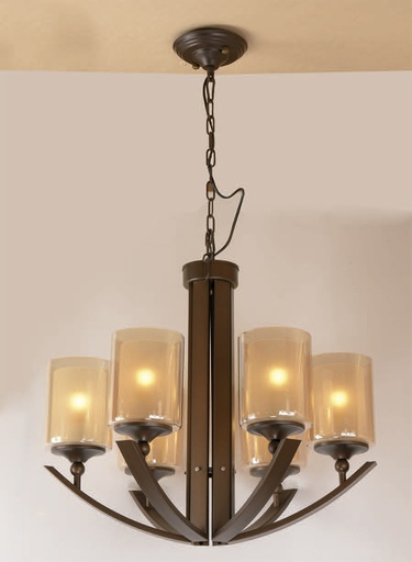 [181297 | 8136-6H] Lamp. Colg. 6L E27 Brazos Coffee