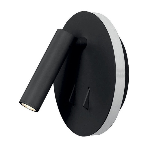 [181325 | HQ02 BK] Lamp. Pared Led 2L Moderna Base Redonda C/Doble Int. D=14Cm 3W 3K Negro