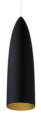 [200143 | T7981S BK B6] Lamp. Colg. 1L E27 Alum. 15X60Cm Negro+Dorado