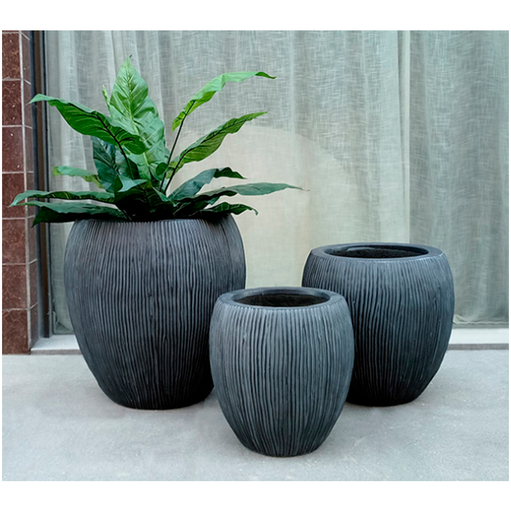 [350050 | JY1642B] Maceta Fibra De Vidrio Conica Gris 54X54X54Cm