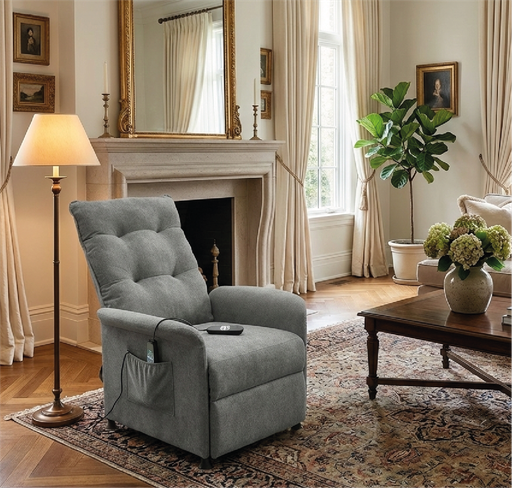 [162040 | 605#] Sillón Reclinable c/Motor Tela Gris UP claro (82x105)cm