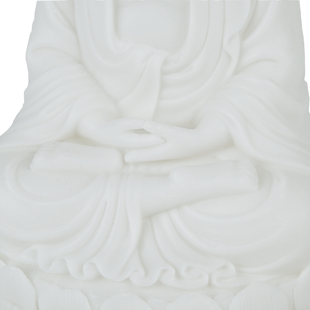 FIGURA DE RESINA DE BUDA COLOR BLANCO