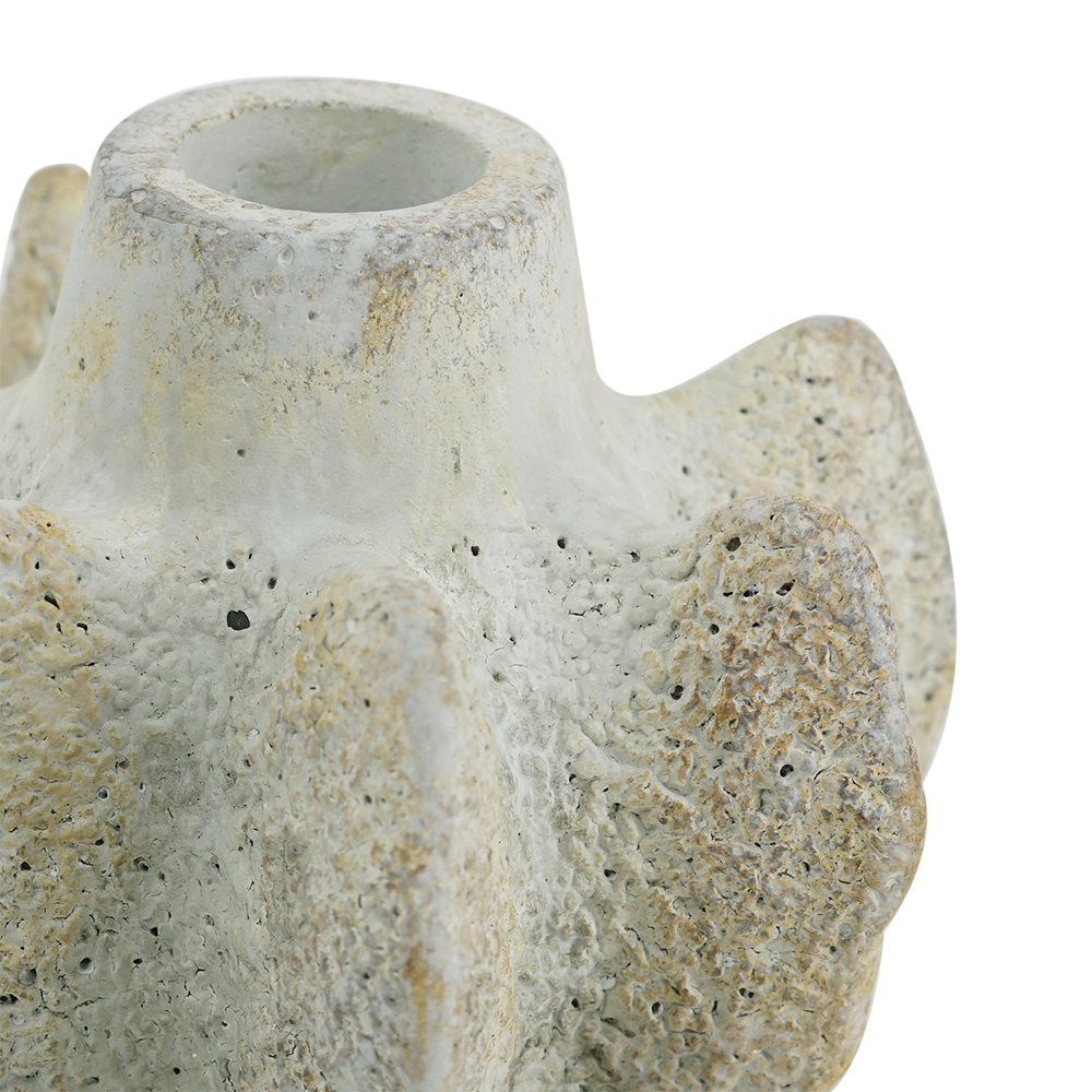 PORTA VELA DE CERAMICA BLANCO TIPO CORAL PEQUEÑO