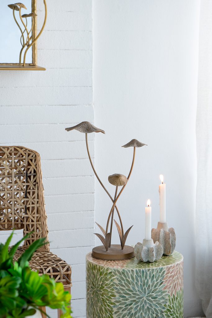 PORTA VELA DE CERAMICA BLANCO TIPO CORAL PEQUEÑO