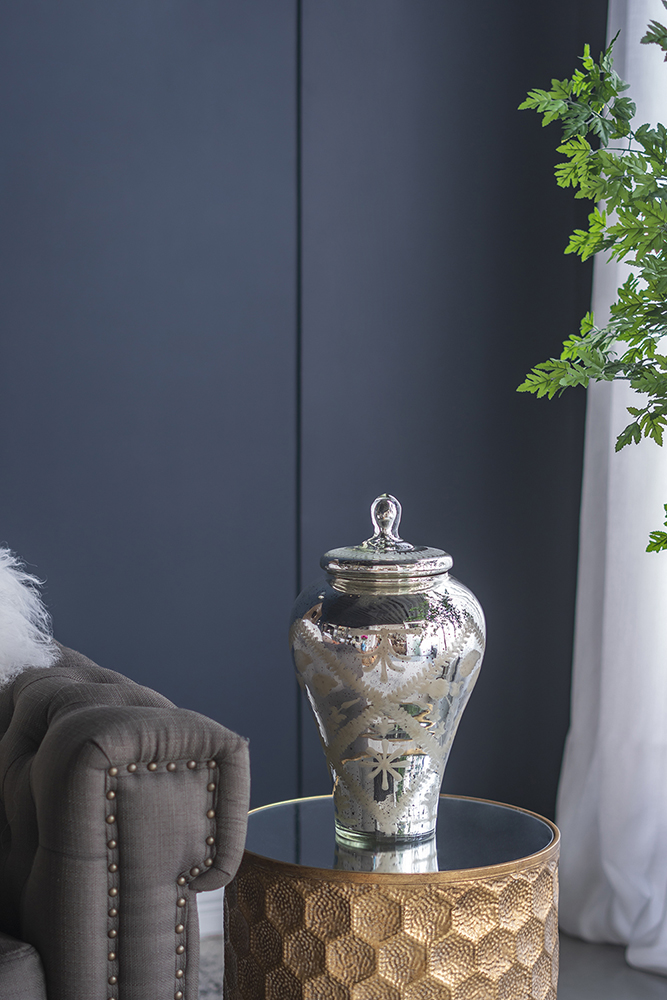 Tibor Grande De Vidrio Dorado 
