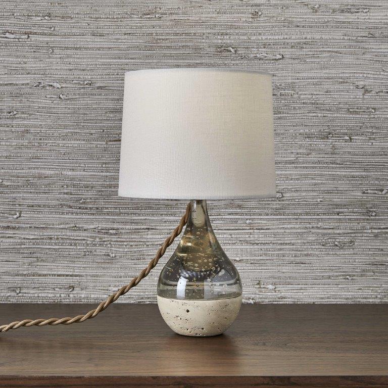 Lamp. Mesa de Vidrio con Pantalla Beige Bubble