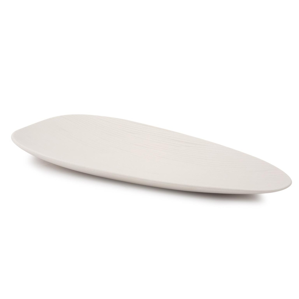 PLATO DE CERAMICA ASIMETRICO BLANCO MATE