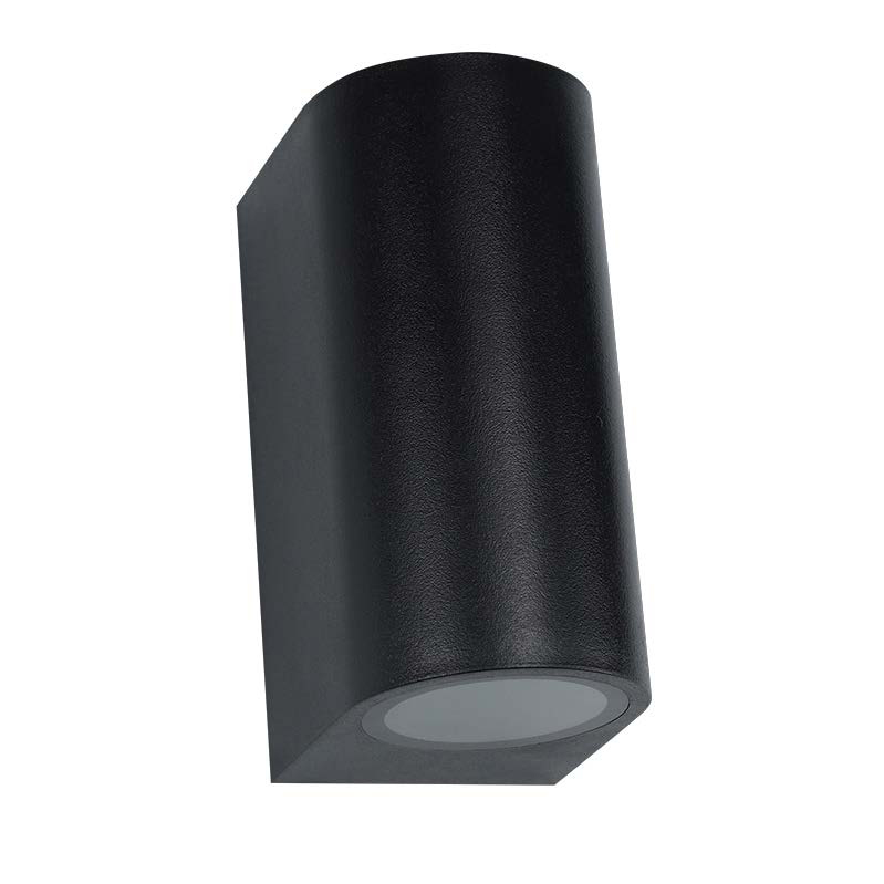 Aplique Pared Bid. 2L Gu10 Borde Redondo Plastico Negro (150X95Mm) Ip65