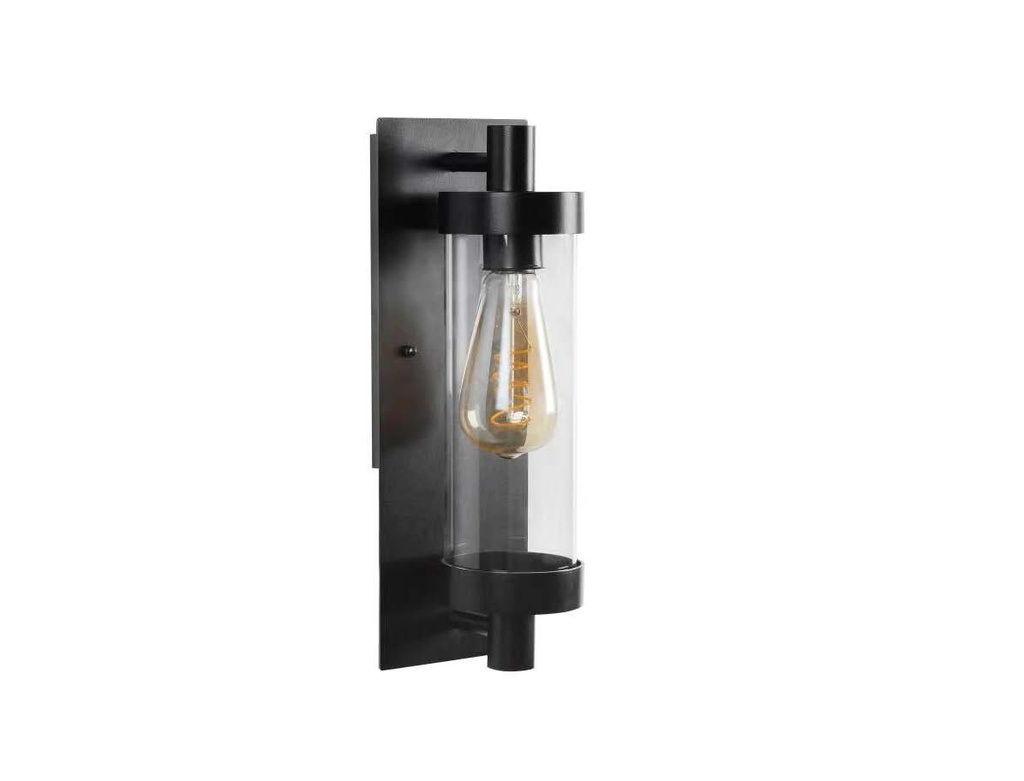 Aplique Pared Ext. 1L E27 Metal+Vidrio (125X127X345Mm) Negro Ip54