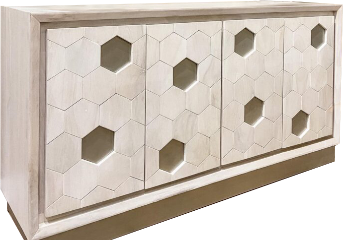 Bufetera De Madera Moderna Toupe Con Detalles De Hexagonos Gris