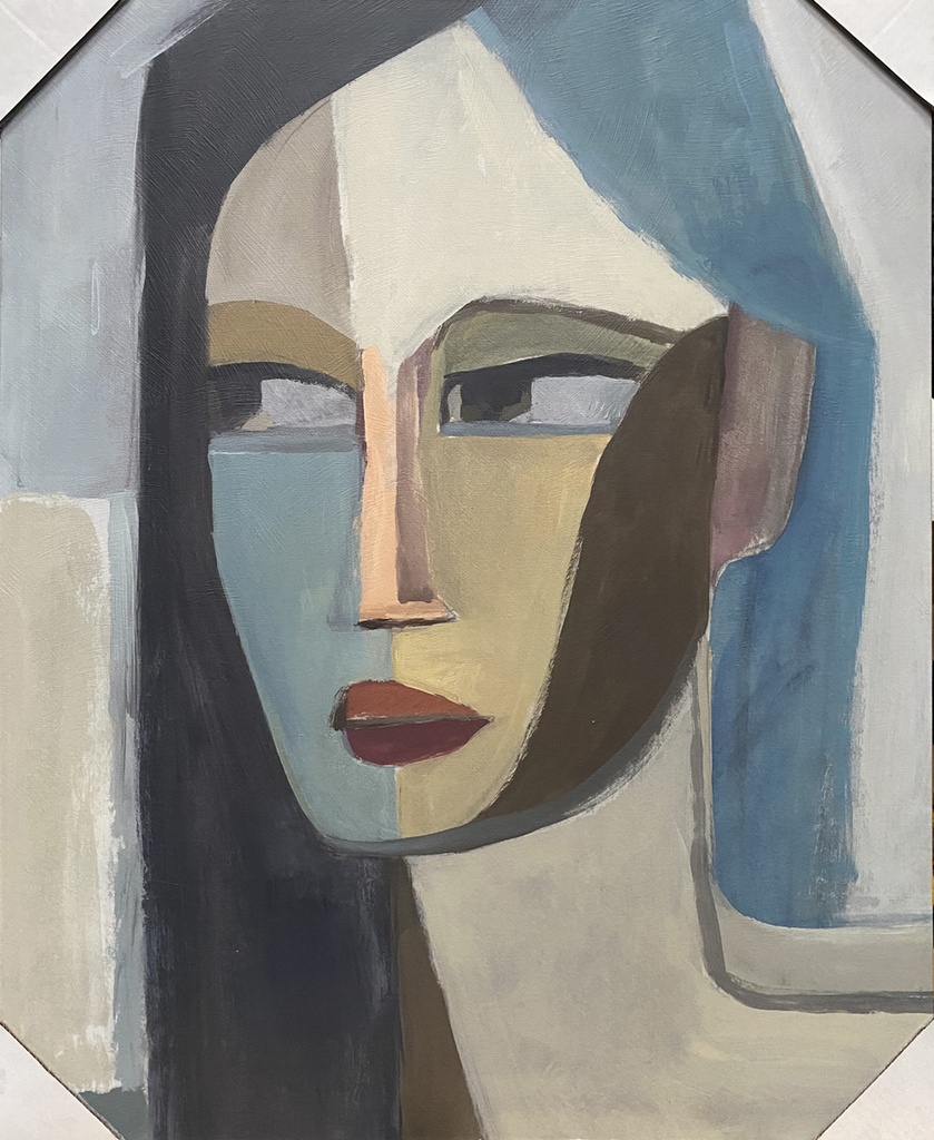 Cuadro Abtracto De Mujer En Tonos Azules